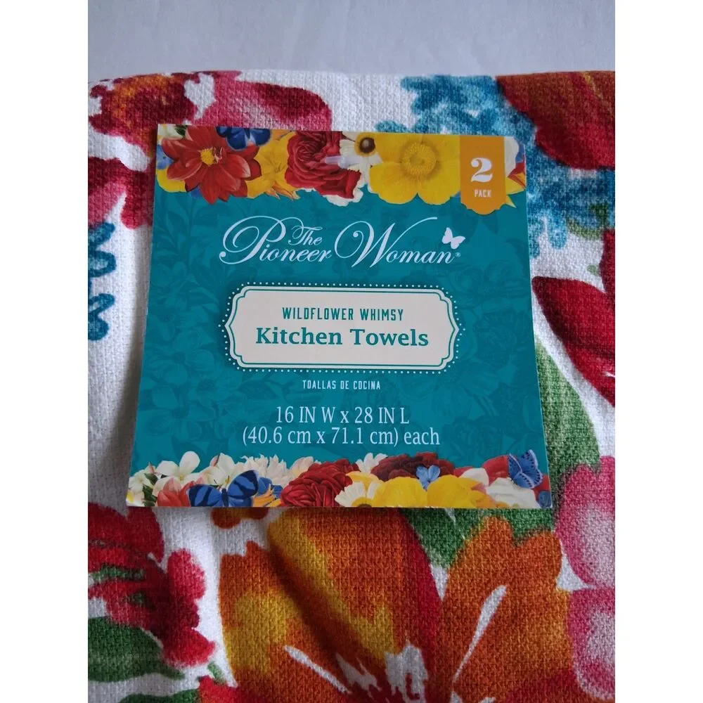 Pioneer Woman Wildflower Whimsy Kitchen Towels 2 Pack Floral Cotton 16x28 New